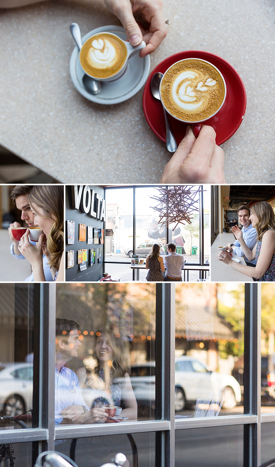 engagement session at coffee shop