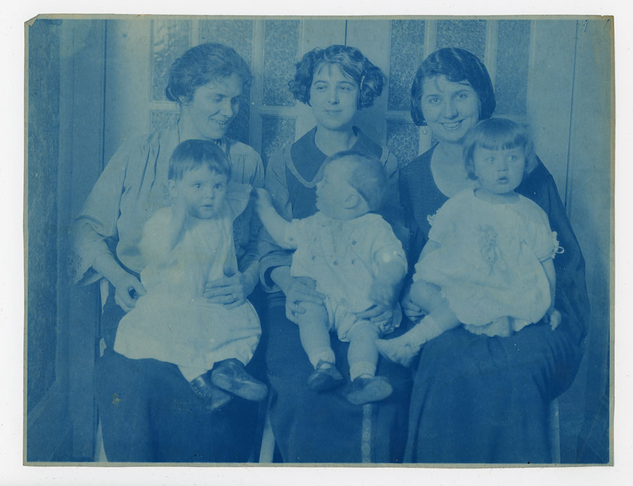 Cyanotype of my great-grandmother on the left, with my grandmother in her lap